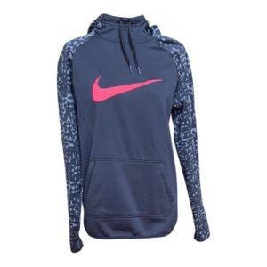 Nike Black Hoodie with Pink‎ Swoosh and Patterned Sleeves sz Medium